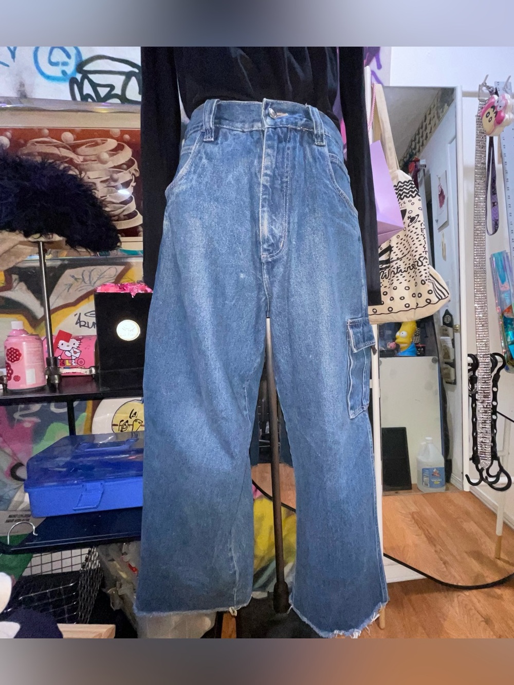 Vintage Men’s Relaxed Fit 36X31 Cargo Carpenter Jeans (DISTRESSED)